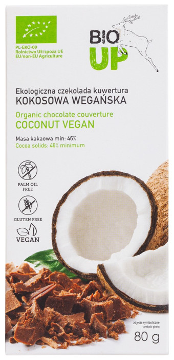 Czekolada kuwertura kokosowa bezglutenowa BIO 80 g - ME GUSTO (BIO UP)