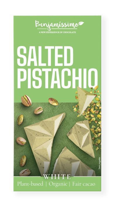 Tabliczka kakaowa pistacje - sól himalajska bezglutenowa BIO 60 g - BENJAMISSIMO