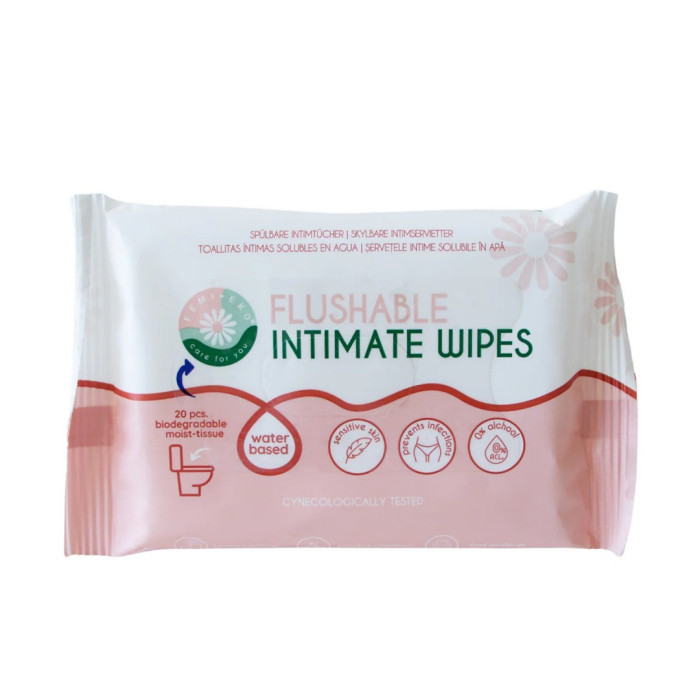 Chusteczki nawilżane do higieny intymnej eco 20 szt. - FEMI.EKO