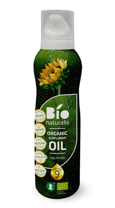 Olej słonecznikowy (spray) do gotowania i smażenia tłoczony na zimno BIO 200 ml - EKKO (BIONATURALIS)