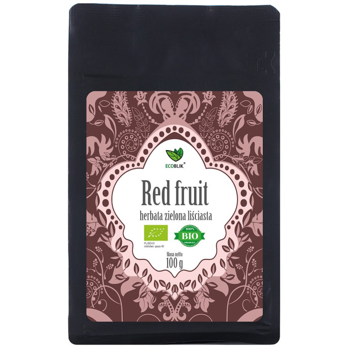 Herbata zielona liściasta czerwone owoce BIO 100 g - ECOBLIK