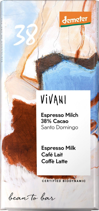 Czekolada mleczna espresso demeter BIO 90 g - VIVANI