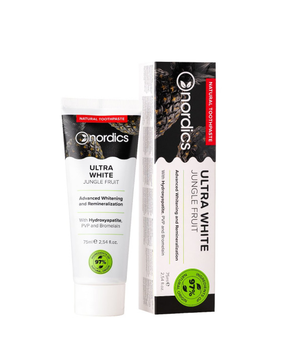 Pasta do zębów ultra white jungle fruit bez fluoru 75 ml - NORDICS
