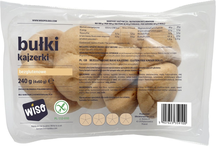 Bułki kajzerki bezglutenowe (4 szt.) 240 g - WISO