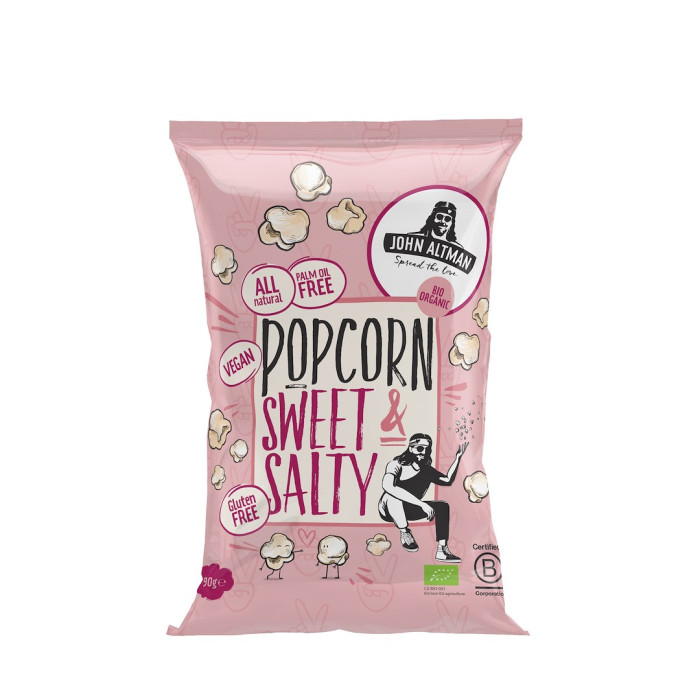 Popcorn o smaku słodko - słonym bezglutenowy BIO 90 g - JOHN ALTMAN
