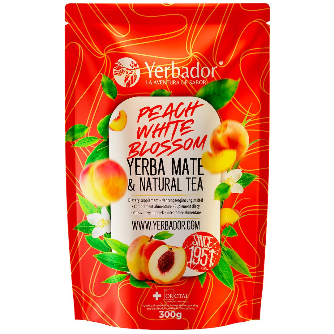Yerba mate peach white blossom 300 g - YERBADOR