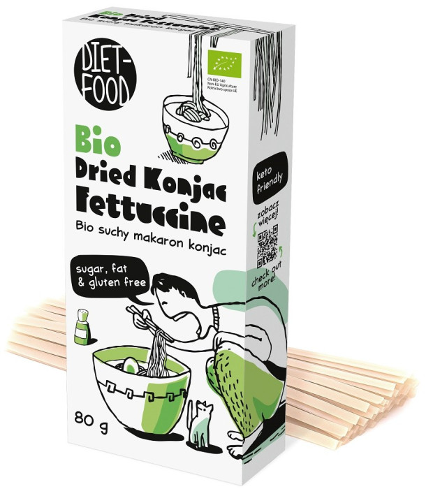 Makaron (suchy konjac) fettuccine bezglutenowy BIO 80 g - DIET-FOOD