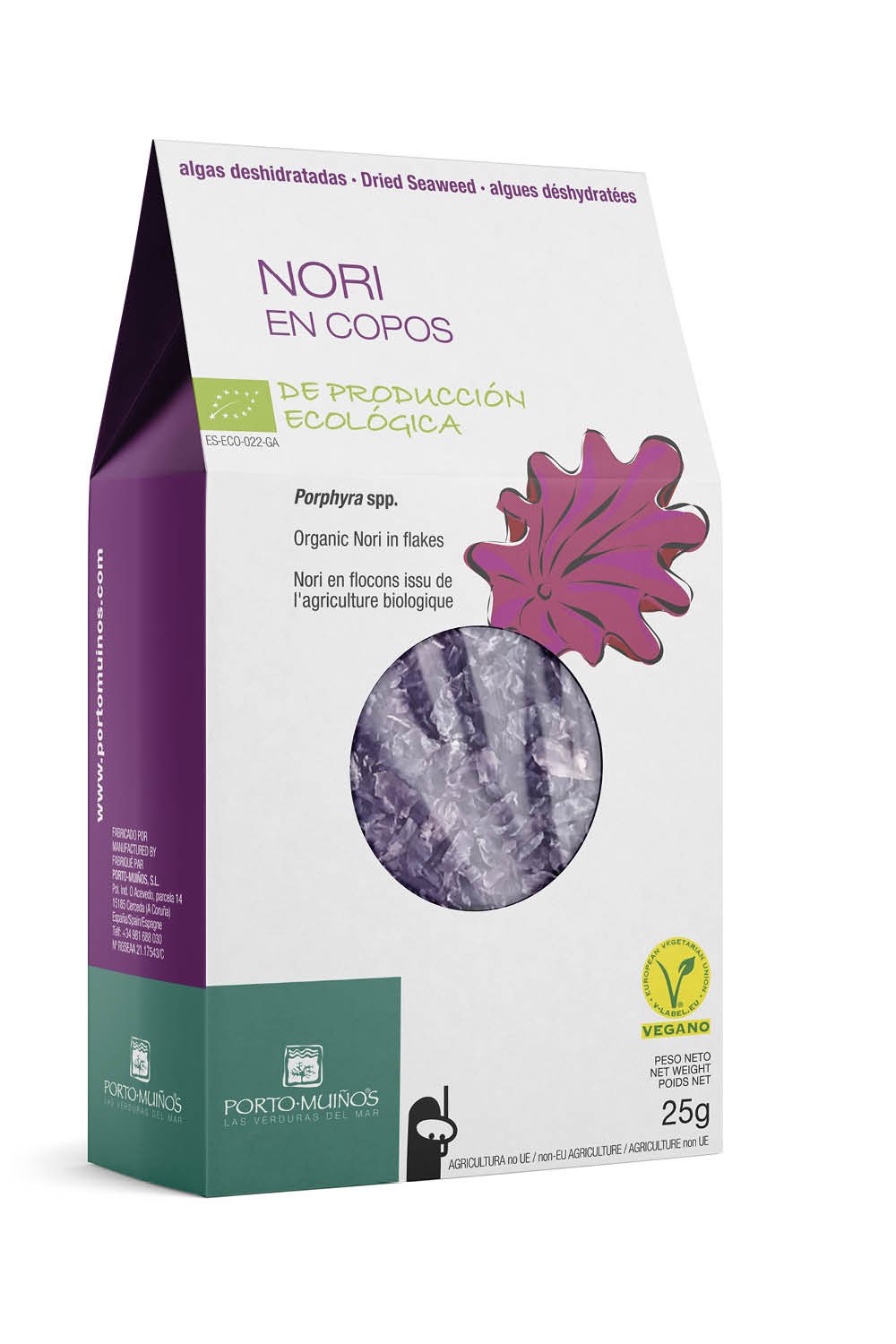 Algi morskie suszone - nori płatki BIO 25 g - PORTO MUINOS
