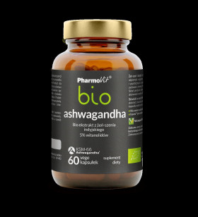 Ashwagandha ekstrakt (250 mg) bezglutenowy BIO 60 KAPSUŁEK - PHARMOVIT