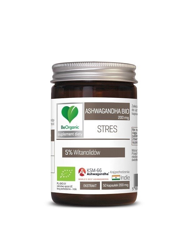 Ashwagandha ekstrakt BIO (200 mg) 50 KAPSUŁEK - BE ORGANIC