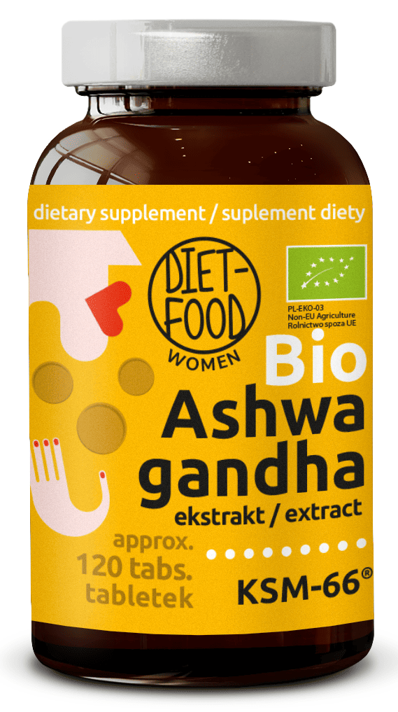 Ashwagandha ekstrakt BIO (300 mg) 120 TABLETEK - DIET-FOOD