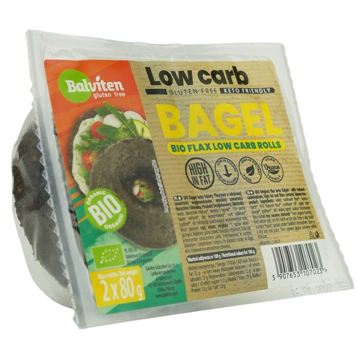 Bajgle lniane keto bezglutenowe BIO (2 szt.) 160 g - BALVITEN