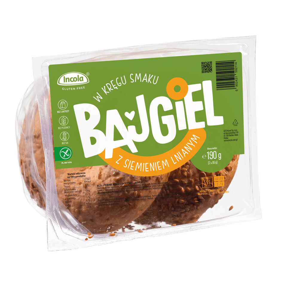 Bajgle z siemieniem lnianym bezglutenowe (2 szt.) 190 g - INCOLA