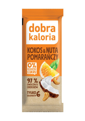 Baton daktylowy kokos & nuta pomarańczy bez dodatku cukrów 35 g - DOBRA KALORIA
