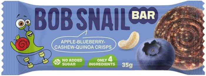 Baton jabłko - BORÓWKA - ORZECHY NERKOWCA BEZ DODATKU CUKRÓW 35 g - BOB SNAIL