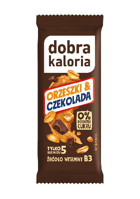 Baton orzeszki & czekolada bez dodatku cukru 35 g - DOBRA KALORIA