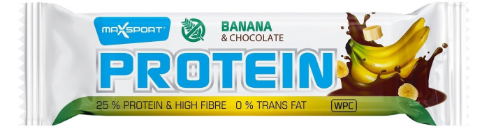 Baton proteinowy bananowy w czekoladzie mlecznej bezglutenowy 50 g - MAXSPORT