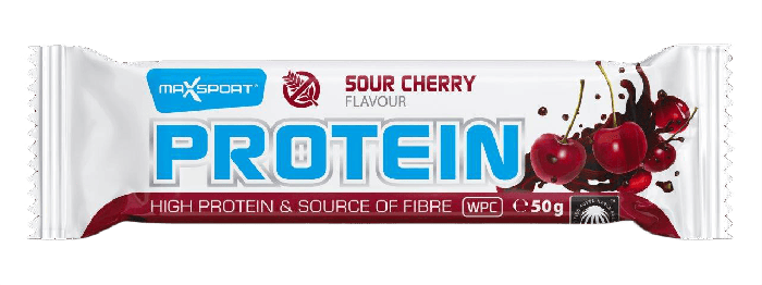 Baton proteinowy o smaku wiśniowym w polewie kakaowej bezglutenowy 50 g - MAXSPORT