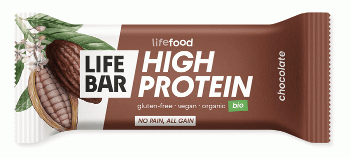 Baton proteinowy z czekoladą raw bez dodatku cukrów bezglutenowy BIO 40 g - LIFEFOOD