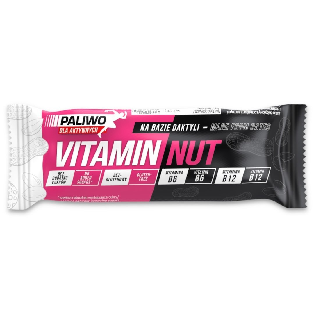 Baton vitamin nut z witaminami  b6 i b12 bezglutenowy 50 g - PALIWO DLA AKTYWNYCH