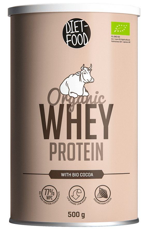Białko serwatkowe z kakao (koncentrat wpc 77) BIO 500 g - DIET-FOOD