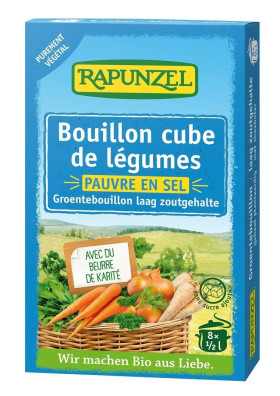 Bulion - kostki warzywne bez dodatku cukrów o niskiej zawartości soli (niebieskie) BIO (8 x 8,5 g) 68 g - RAPUNZEL