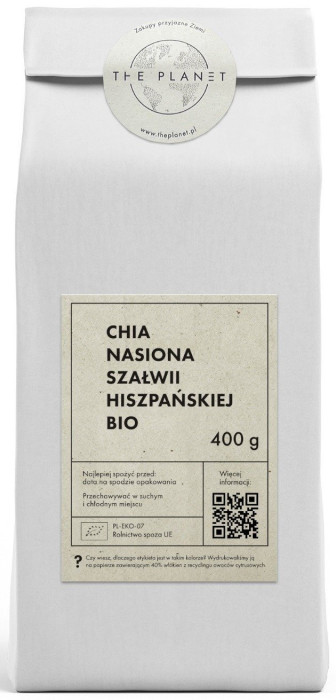 Chia - nasiona szałwii hiszpańskiej BIO 400 g - THE PLANET