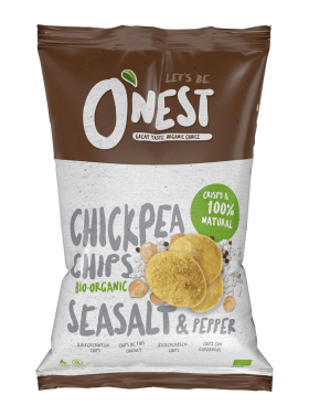 Chipsy z ciecierzycy z solą morską i czarnym pieprzem bezglutenowe BIO 40 g - O'NEST