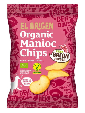 Chipsy z manioku o smaku bekonu wegańskie bezglutenowe BIO 60 g - EL ORIGEN