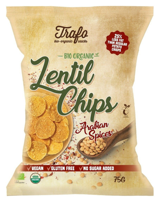 Chipsy z soczewicy o smaku przyprawy arabskiej bezglutenowe BIO 75 g - TRAFO