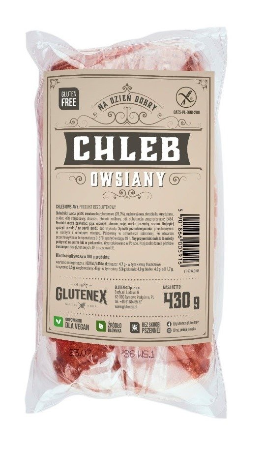 Chleb owsiany krojony bezglutenowy 430 g - GLUTENEX