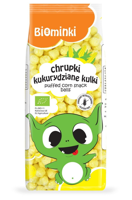 Chrupki kukurydziane kulki bezglutenowe BIO 60 g - BIOMINKI