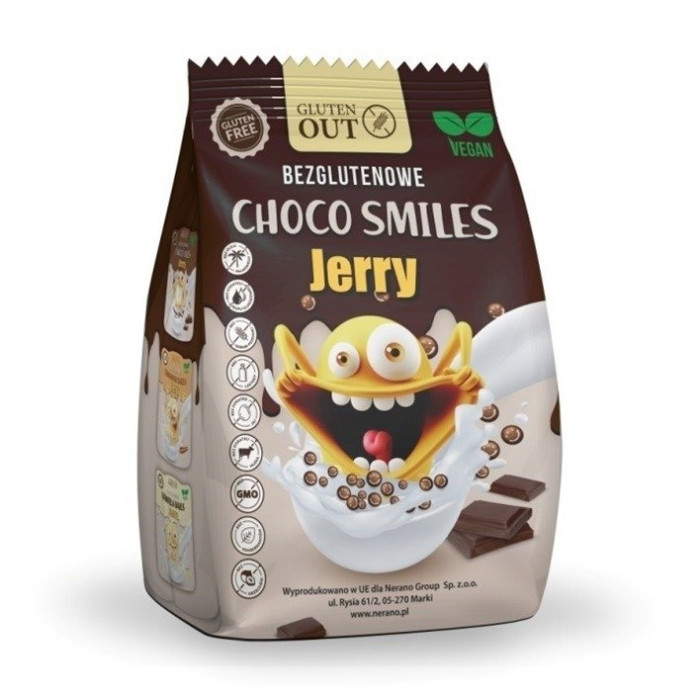 Chrupki zbożowe kakaowe smiles bezglutenowe 375 g - JERRY GLUTEN OUT