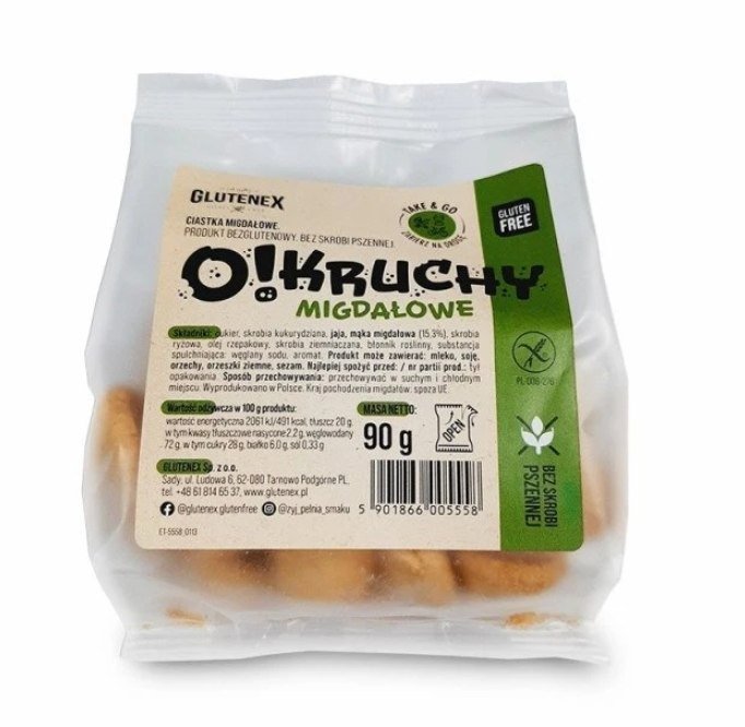 Ciastka migdałowe bezglutenowe o!kruchy 90 g - GLUTENEX