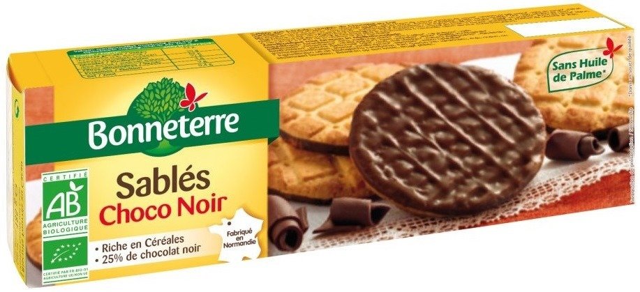 Ciastka oblane czekoladą gorzką BIO 120 g - BONNETERRE