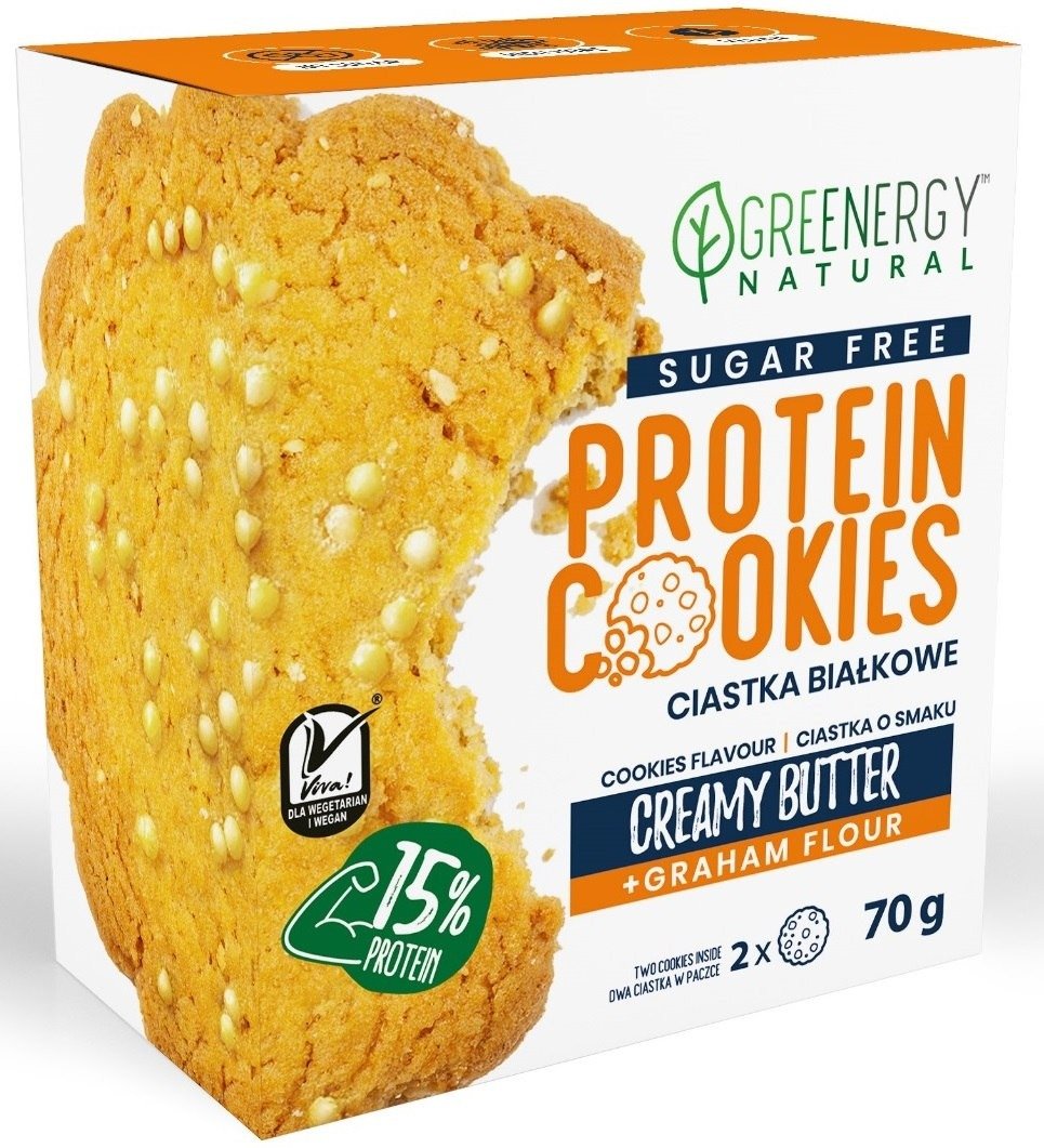 Ciastka proteinowe o smaku maślanym bez cukru (2 x 35 g) 70 g - GREENERGY