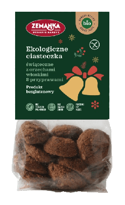 Ciastka świąteczne z orzechami włoskimi i przyprawami korzennymi bezglutenowe BIO 100 g - ZEMANKA (PRODUKT SEZONOWY)