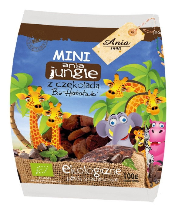 Ciastka z czekoladą mini jungle BIO 100 g - BIO ANIA