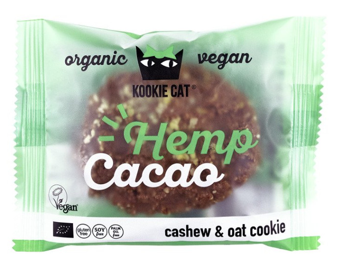 Ciastko wegańskie z nasionami konopi i kakao bezglutenowe BIO 50 g - KOOKIE CAT