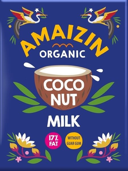 Coconut milk - napój kokosowy bez gumy guar (17 % tłuszczu) BIO 200 ml (KARTON) - AMAIZIN
