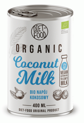 Coconut milk - napój kokosowy (17 % tłuszczu) BIO 400 ml - DIET-FOOD
