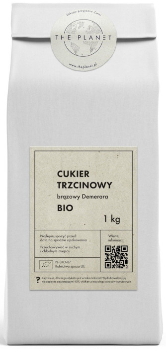 Cukier trzcinowy demerara BIO 1 kg - THE PLANET