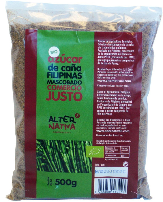 Cukier trzcinowy mascobado bezglutenowy BIO 500 g - ALTERNATIVA3