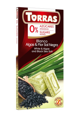 Czekolada biała z algami i czarną solą morską bez dodatku cukru bezglutenowa 75 g - TORRAS