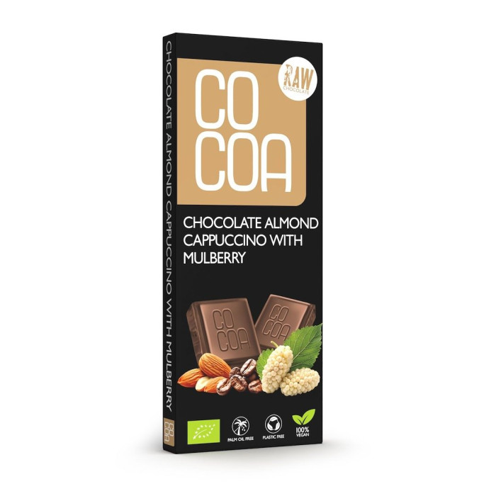 Czekolada cappuccino migdałowe z morwą BIO 40 g - COCOA