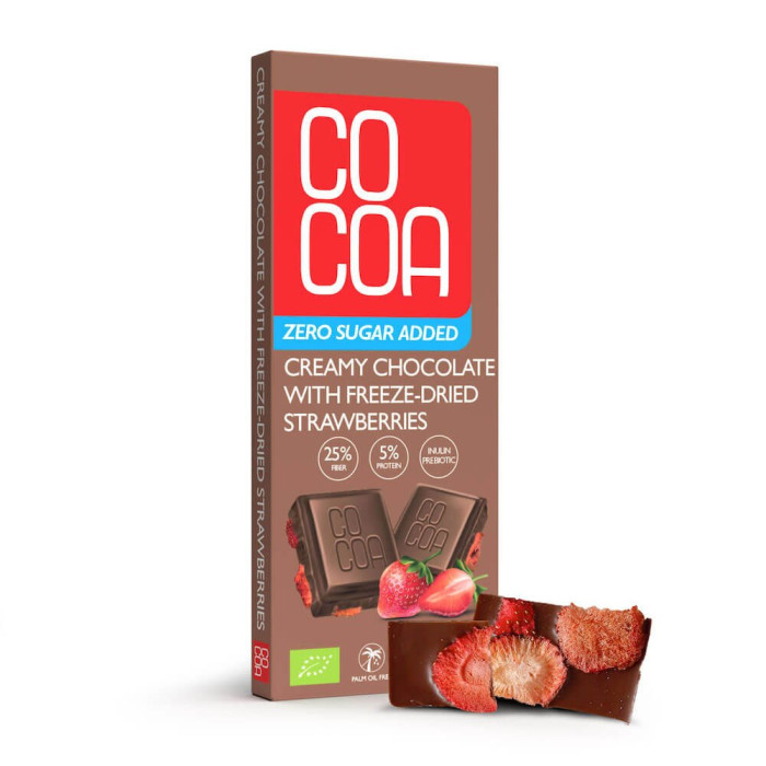 Czekolada creamy z truskawkami bez dodatku cukrów BIO 40 g - COCOA