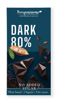 Czekolada gorzka 80 % bez dodatku cukrów bezglutenowa BIO 60 g - BENJAMISSIMO