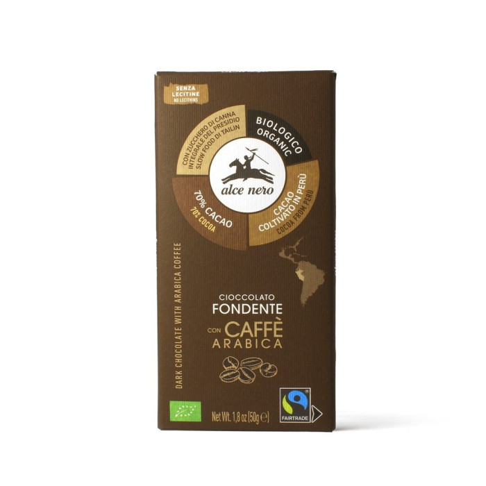 Czekolada gorzka z kawą fair trade bezglutenowa BIO 50 g - ALCE NERO