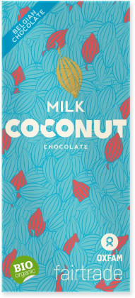 Czekolada mleczna z płatkami kokosowymi fair trade BIO 100 g - OXFAM