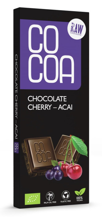 Czekolada surowa wiśnia - acai BIO 40 g - COCOA